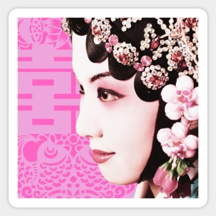 Chinese Opera Star Blush Pink with Double Happiness Symbol- Hong Kong Retro Sticker